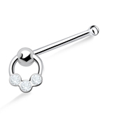 Stones Ring Shaped Silver Bone Nose Stud NSKD-440